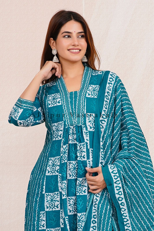 hand block printed kurta set with dupatta