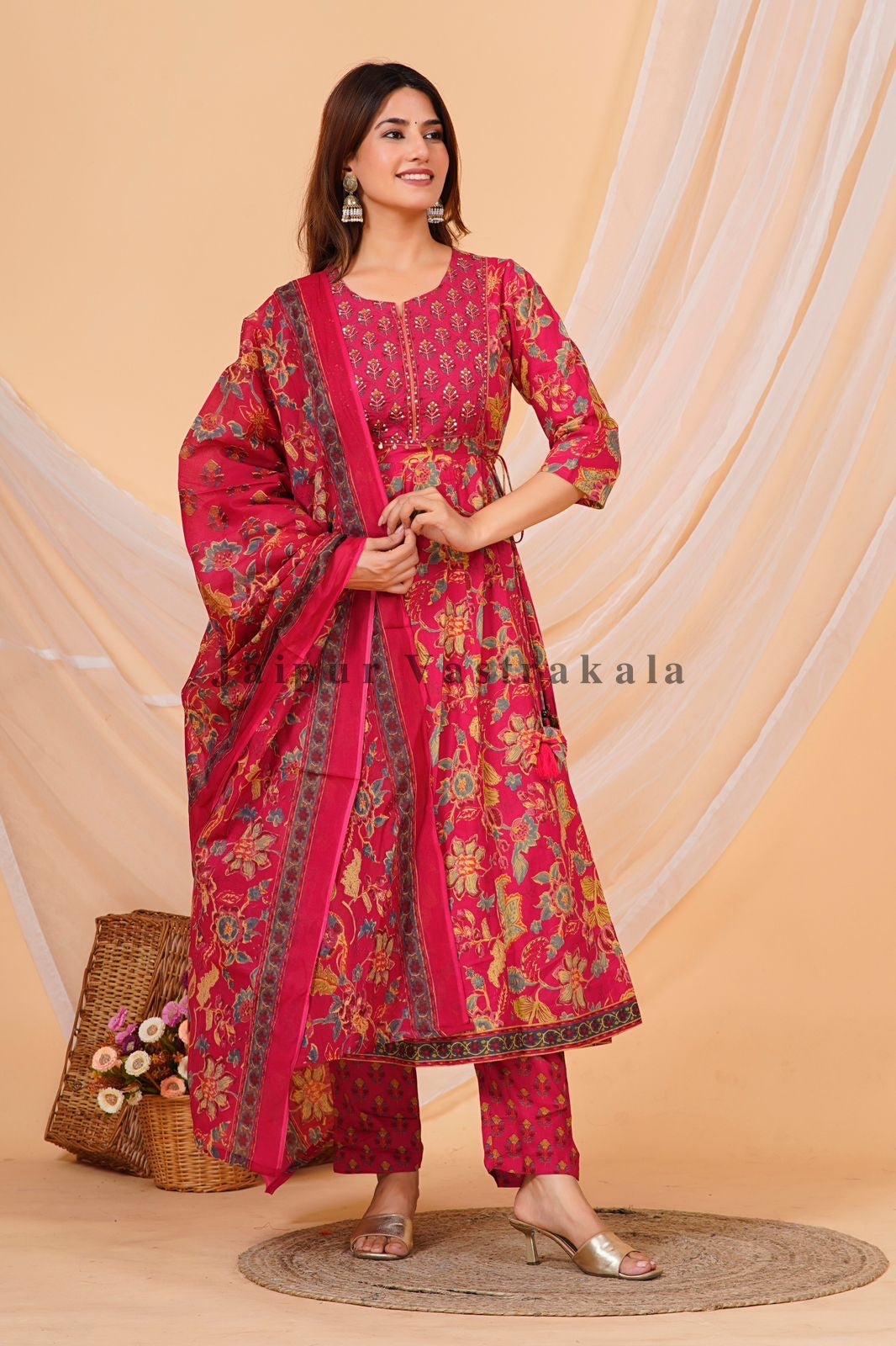 hand block printed kurta set with dupatta