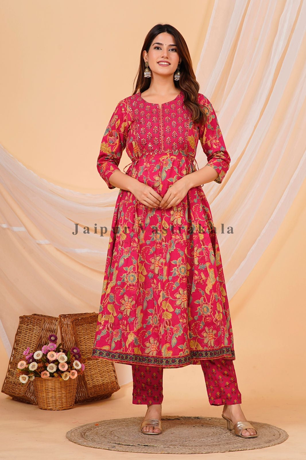 hand block printed kurta set with dupatta