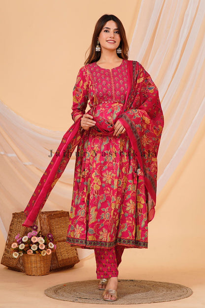 hand block printed kurta set with dupatta