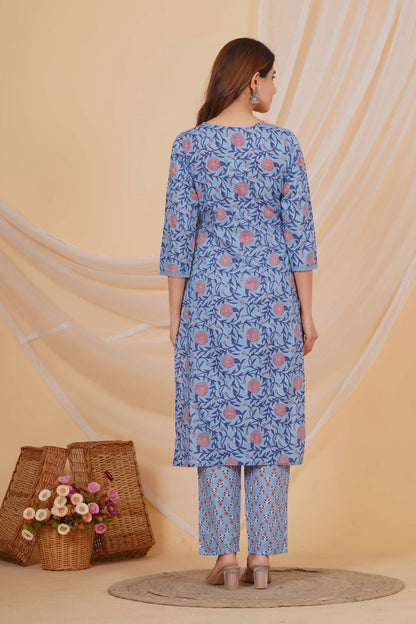 hand block printed kurta set with dupatta