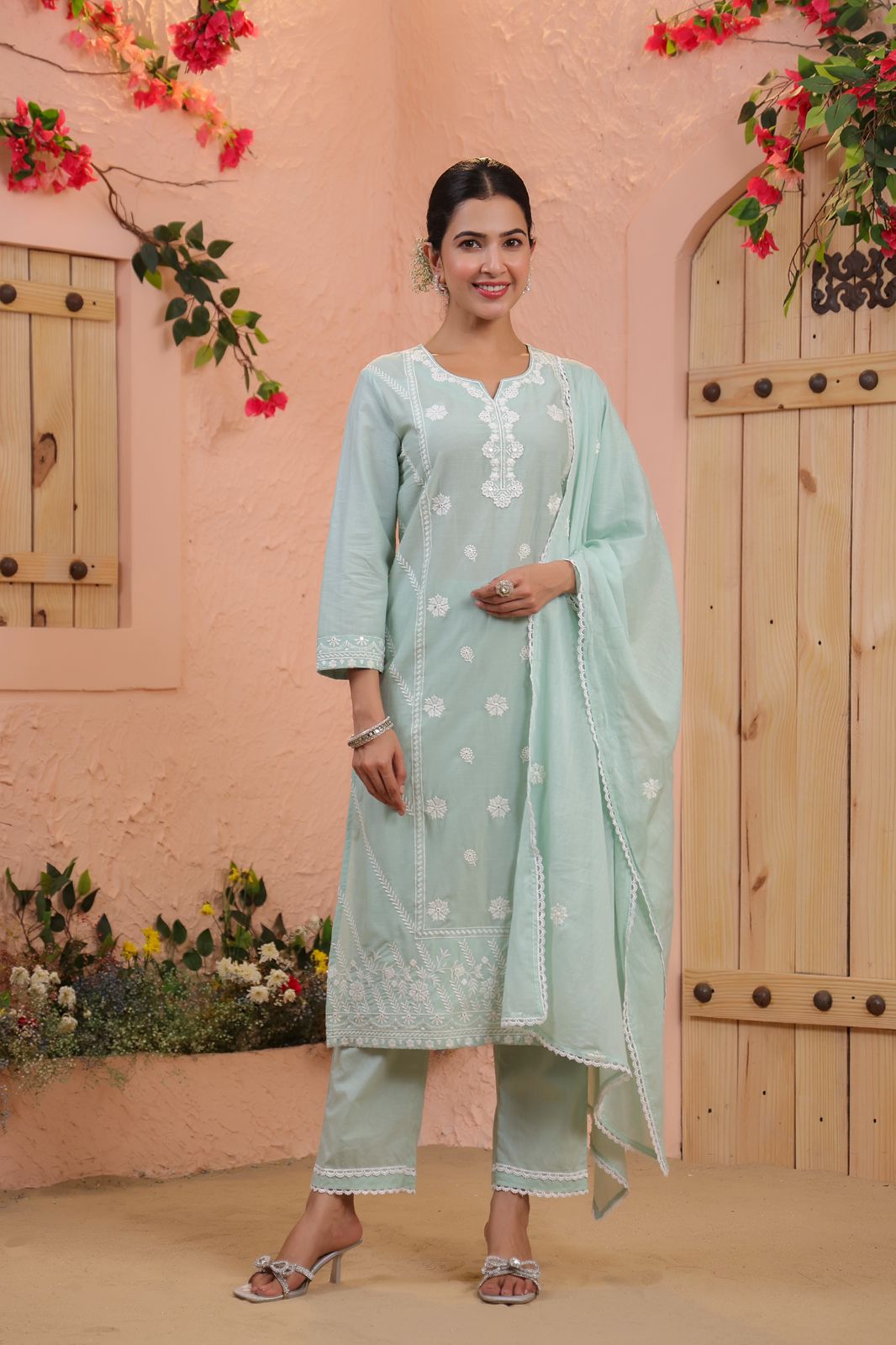 hand block printed kurta set with dupatta