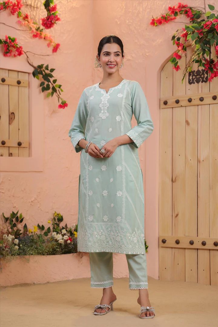 hand block printed kurta set with dupatta