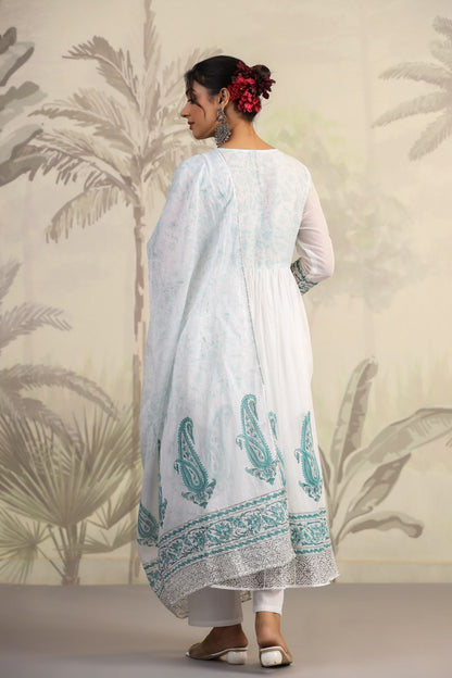 hand block printed kurta set with dupatta