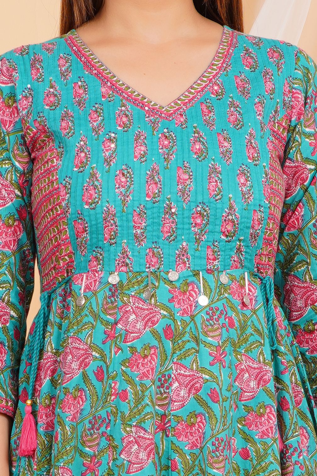 hand block printed kurta set with dupatta