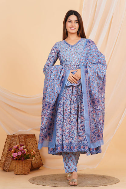 hand block printed kurta set with dupatta