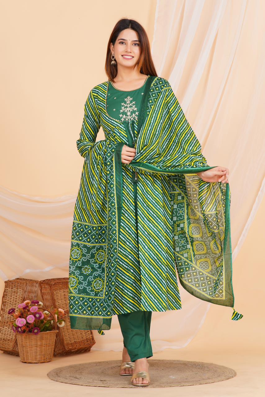 hand block printed kurta set with dupatta