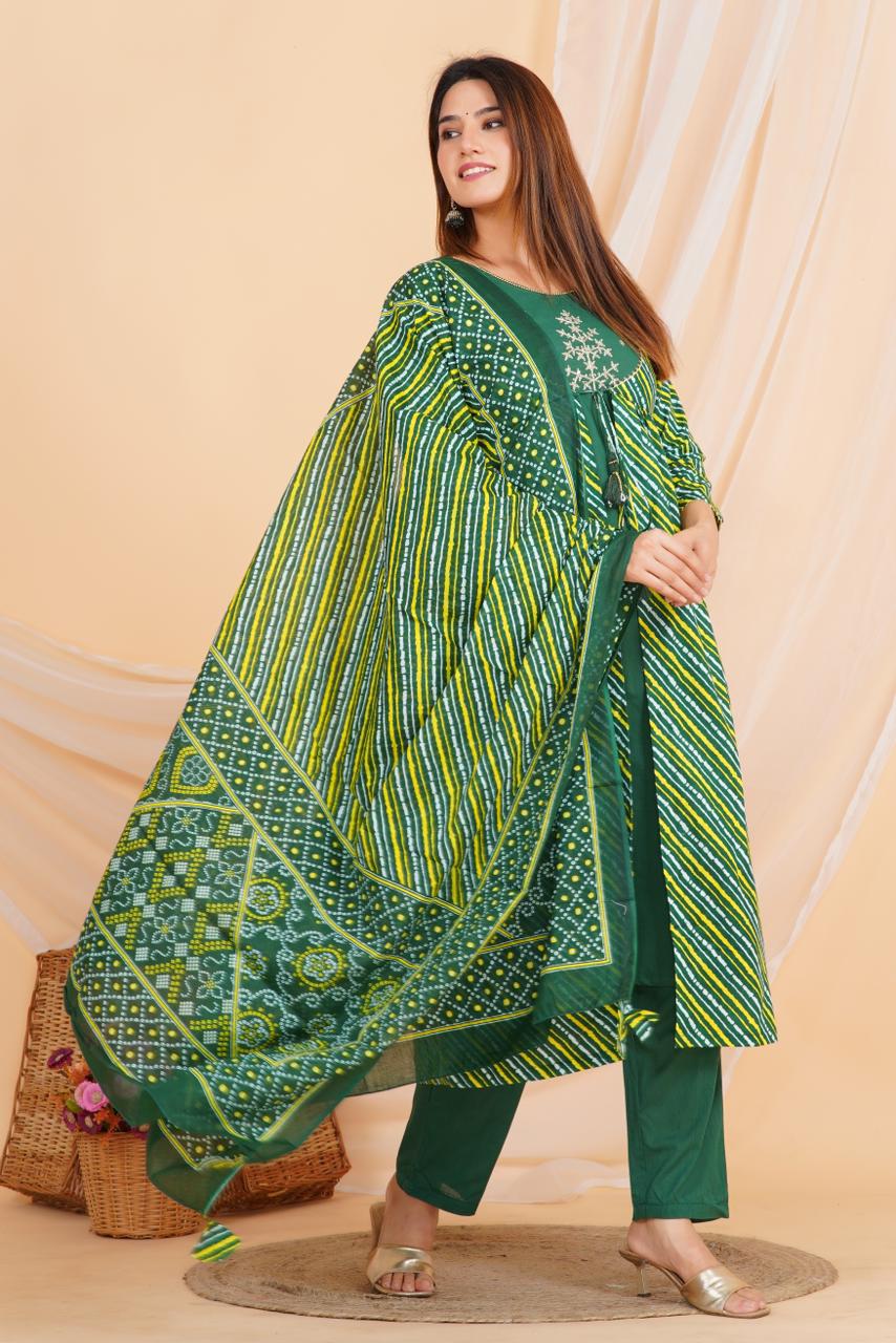 hand block printed kurta set with dupatta