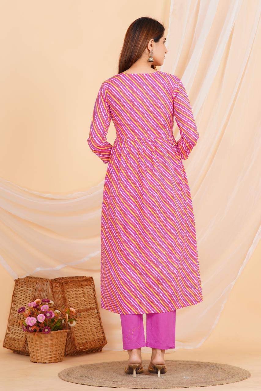 hand block printed kurta set with dupatta