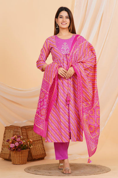 hand block printed kurta set with dupatta