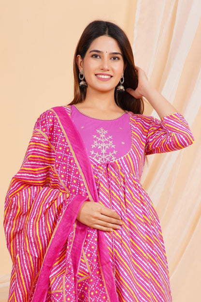 hand block printed kurta set with dupatta