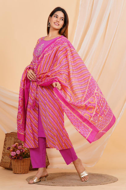 hand block printed kurta set with dupatta