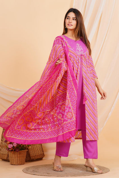 hand block printed kurta set with dupatta