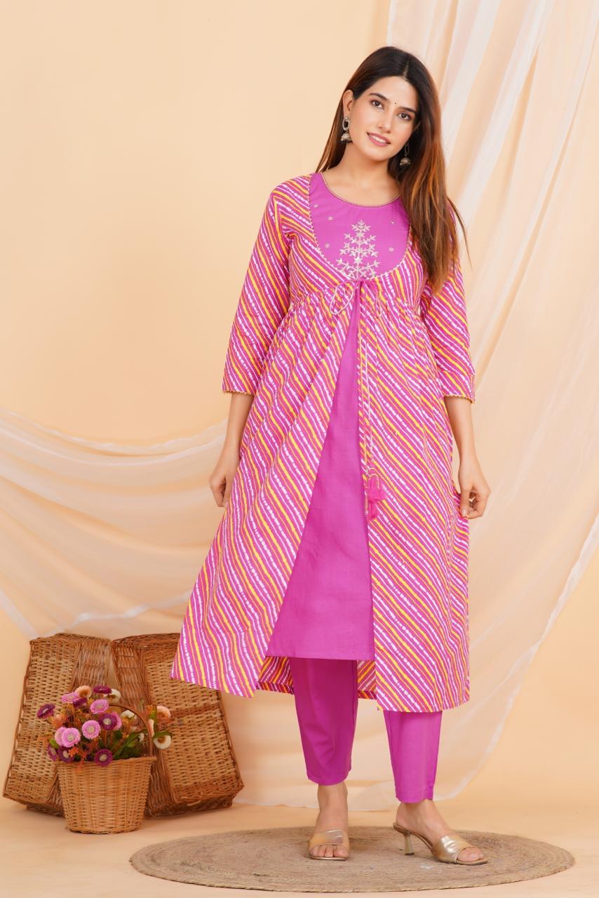 hand block printed kurta set with dupatta