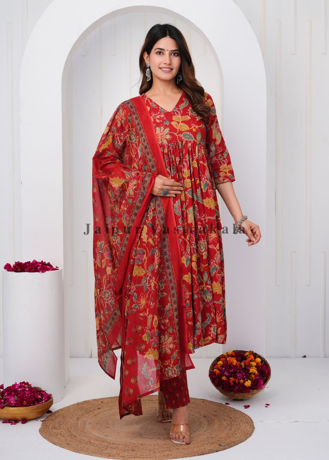 hand block printed kurta set with dupatta