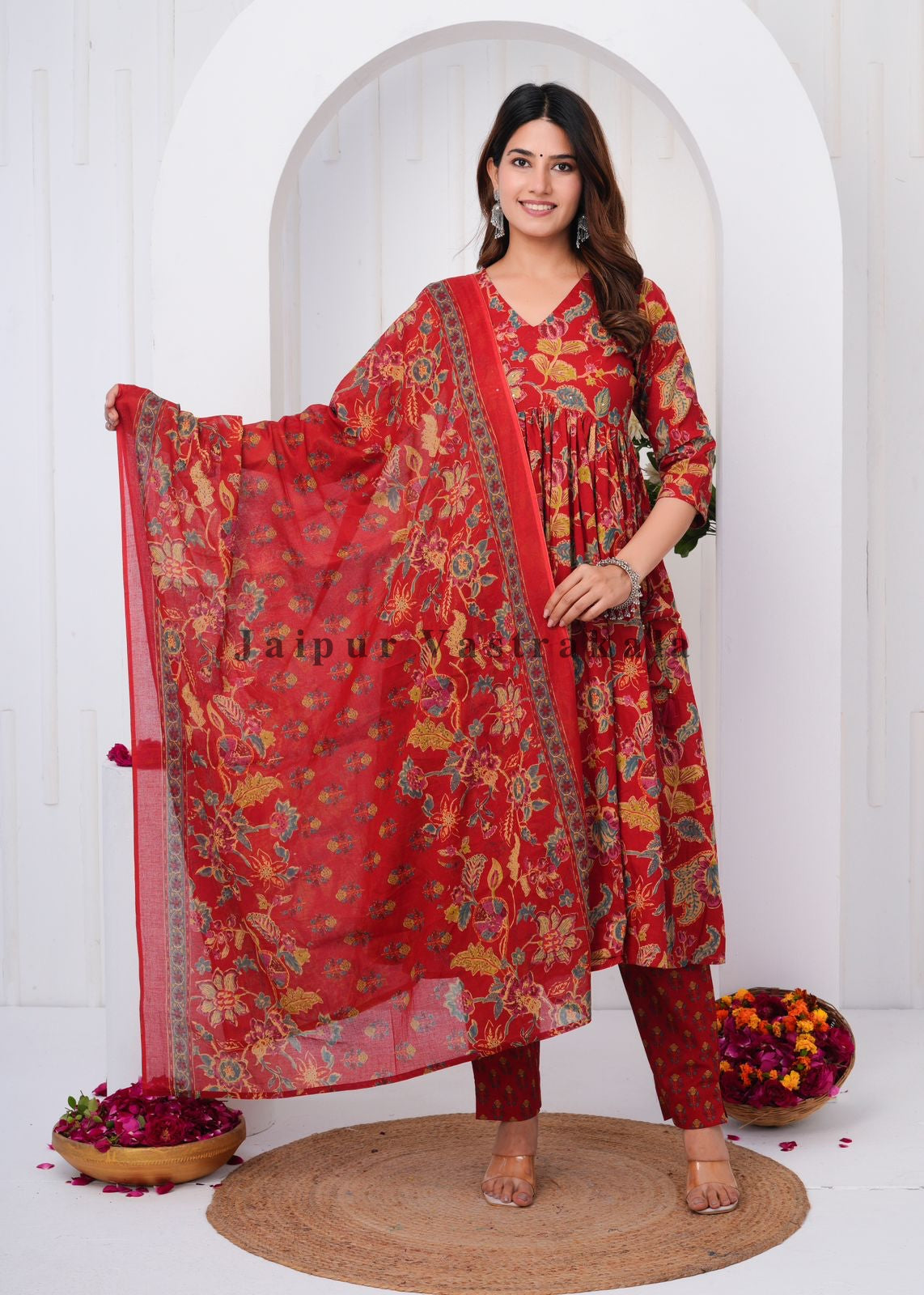 hand block printed kurta set with dupatta
