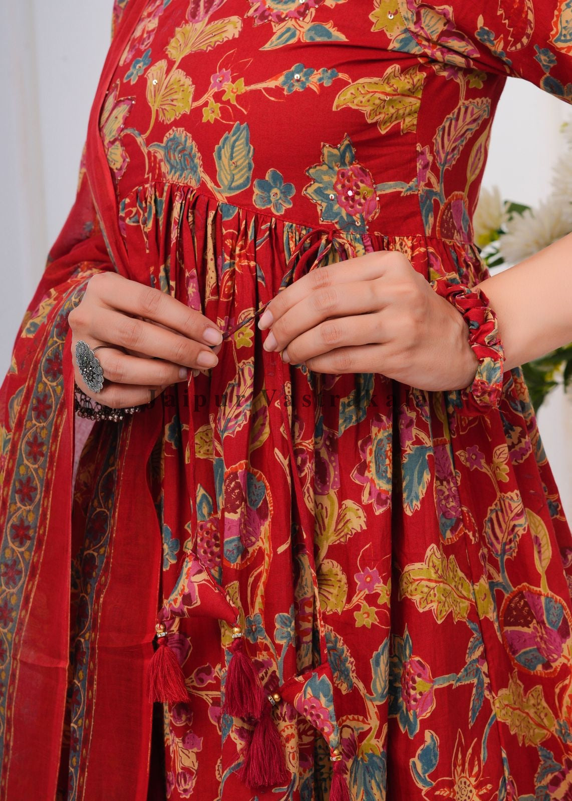 hand block printed kurta set with dupatta