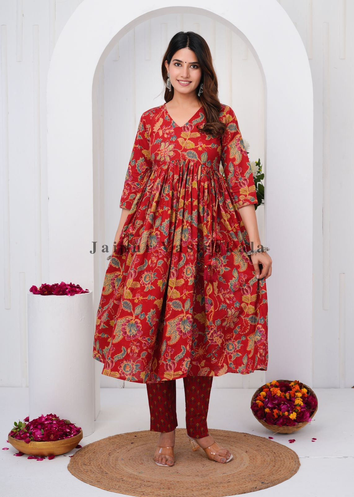 hand block printed kurta set with dupatta