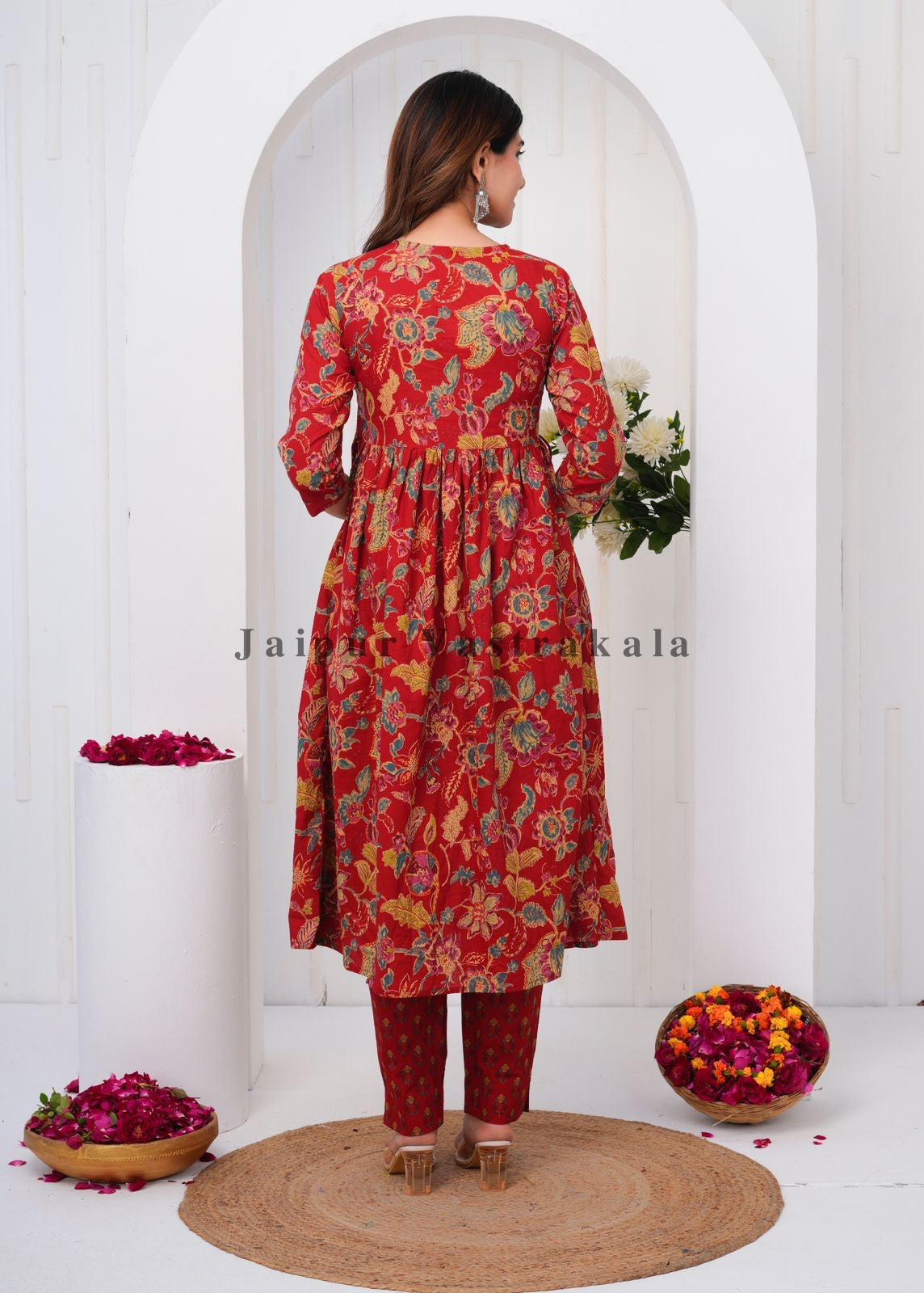 hand block printed kurta set with dupatta