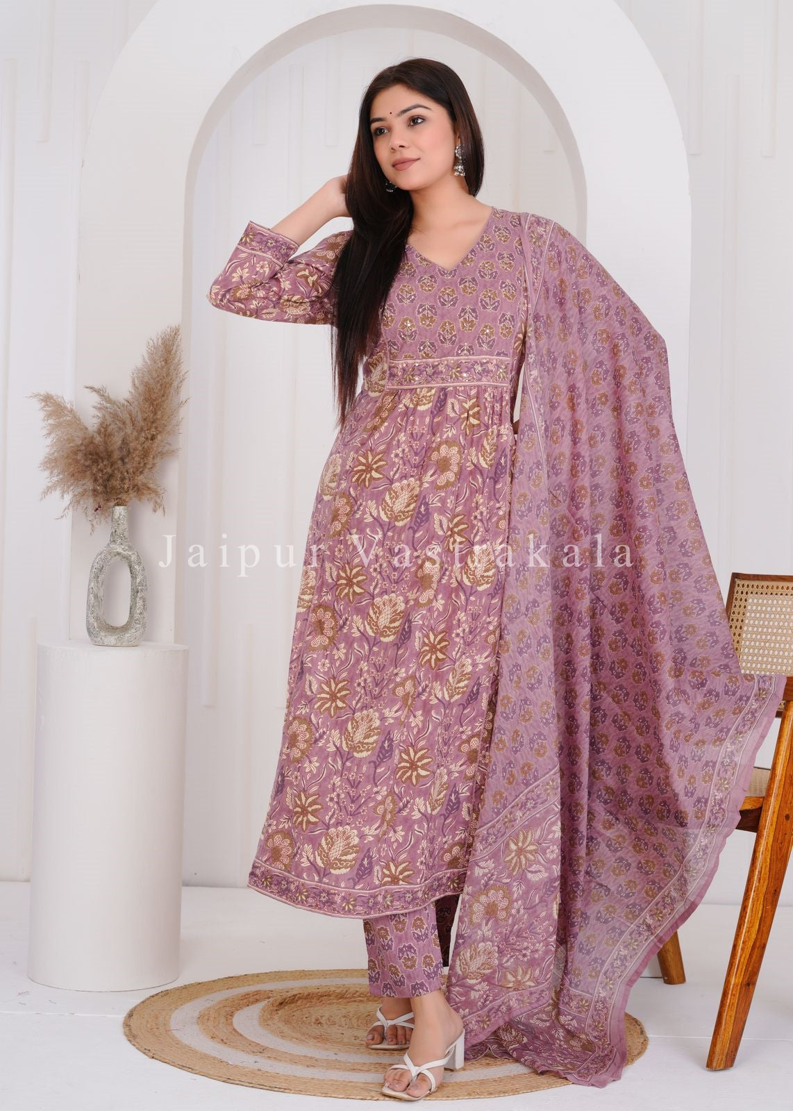 hand block printed kurta set with dupatta