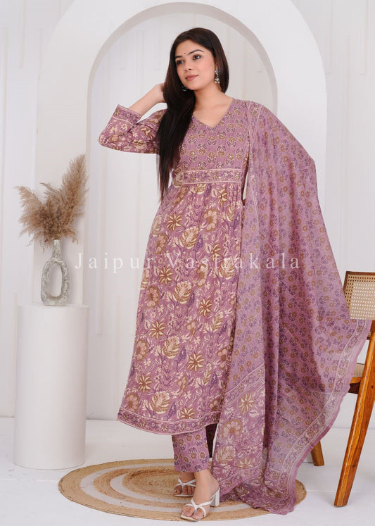 hand block printed kurta set with dupatta