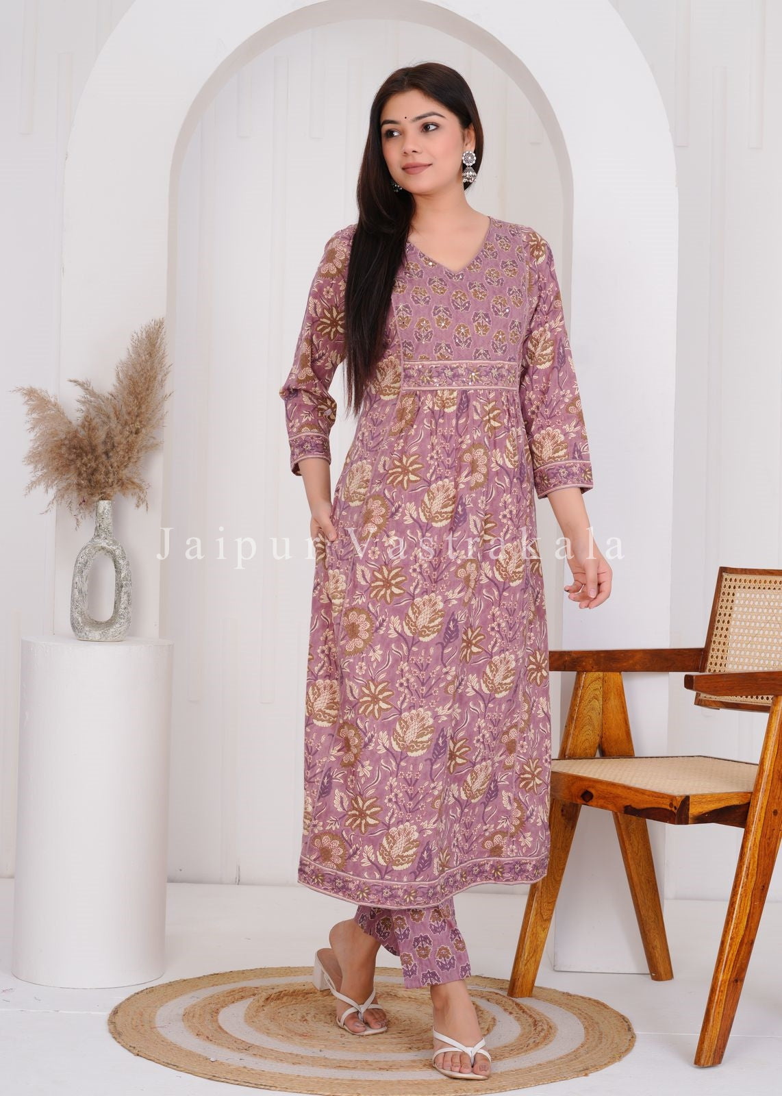 hand block printed kurta set with dupatta