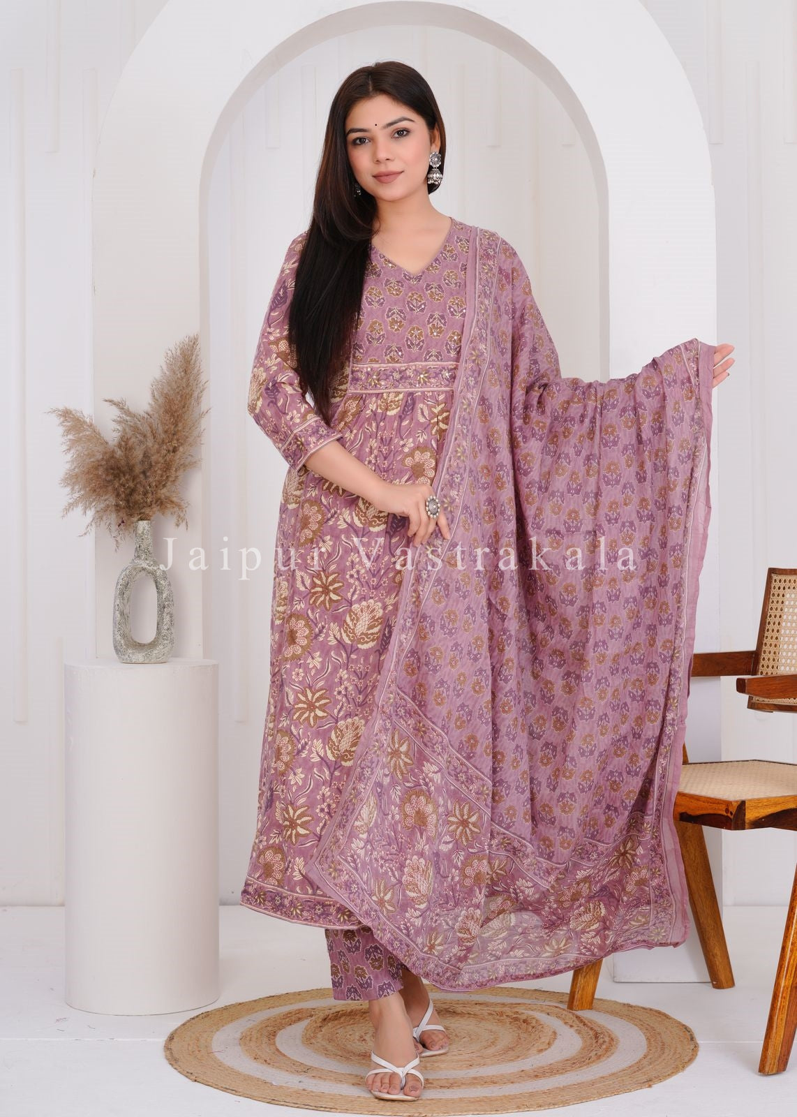 hand block printed kurta set with dupatta