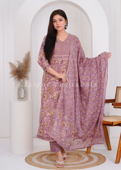 hand block printed kurta set with dupatta