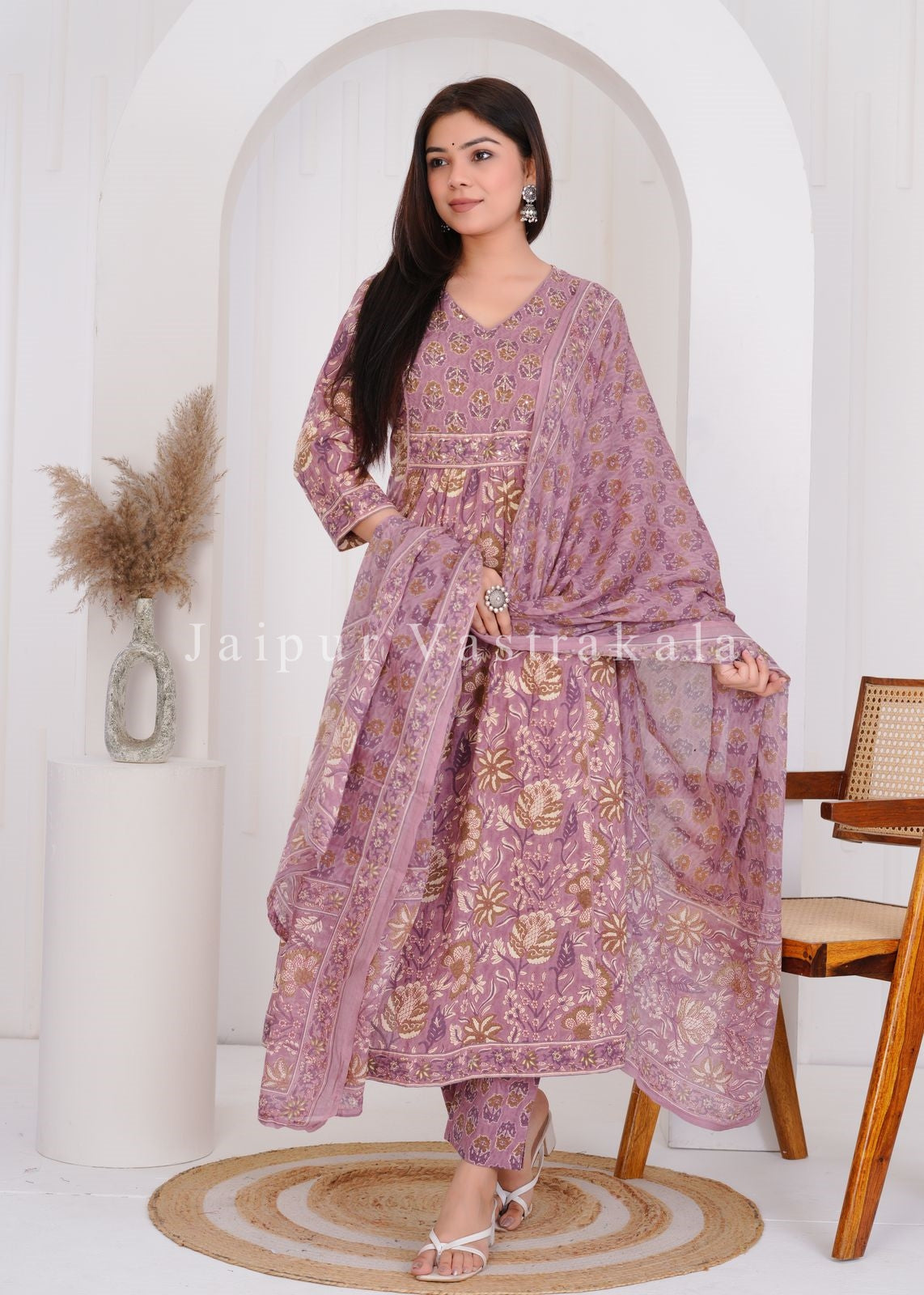 hand block printed kurta set with dupatta