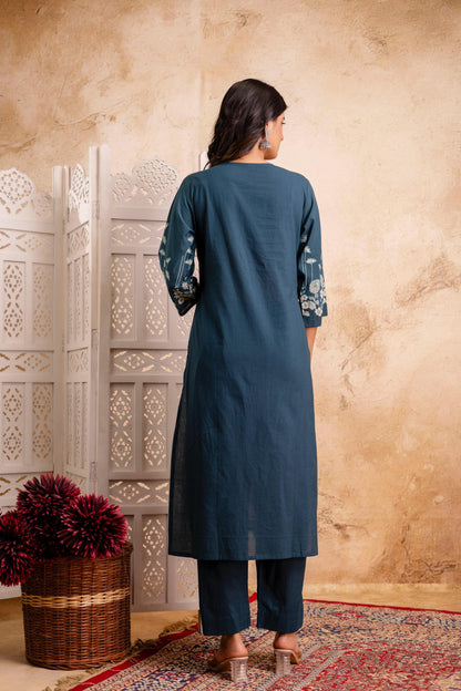 hand block printed kurta set with dupatta