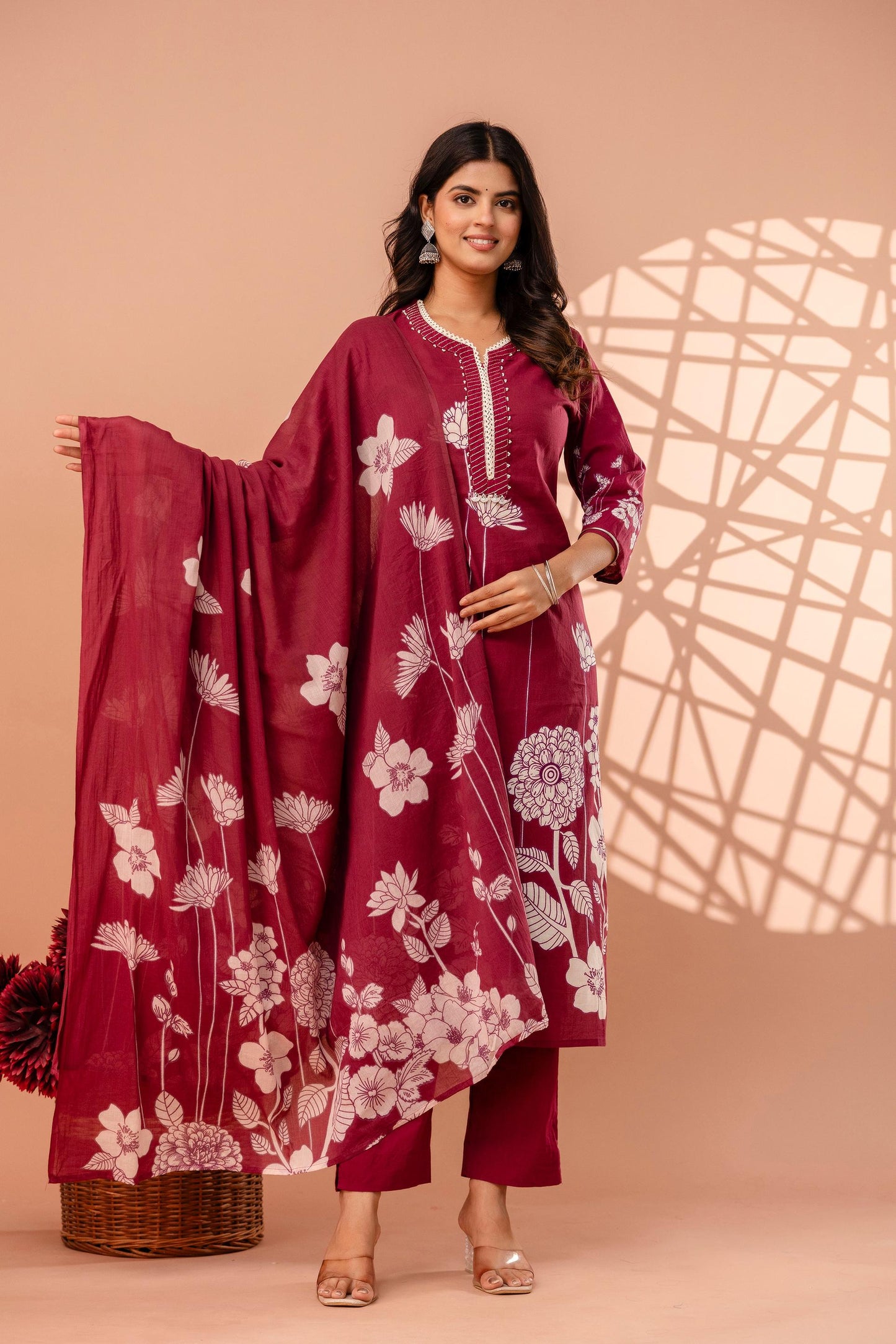 hand block printed kurta set with dupatta