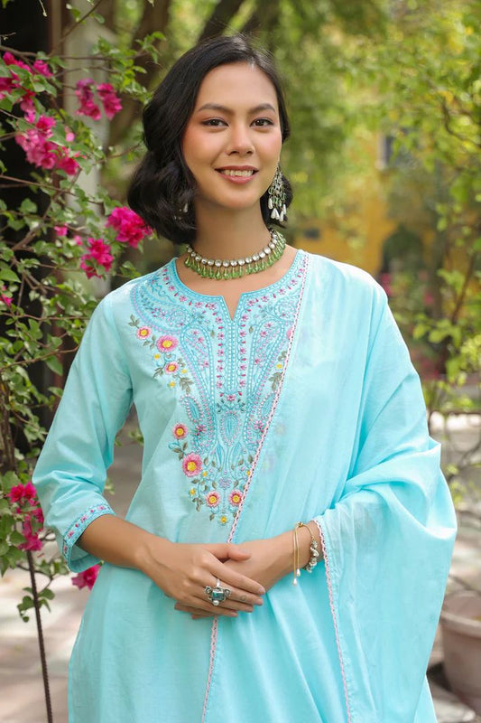 hand block printed kurta set with dupatta