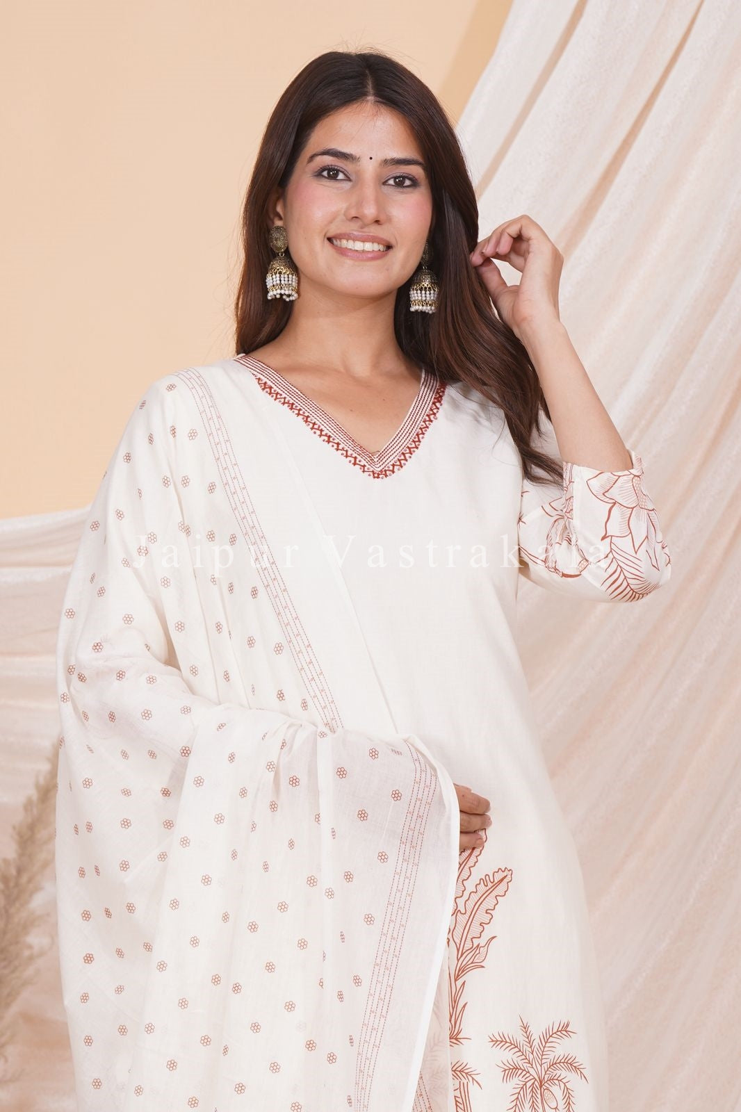hand block printed kurta set with dupatta