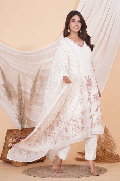 hand block printed kurta set with dupatta