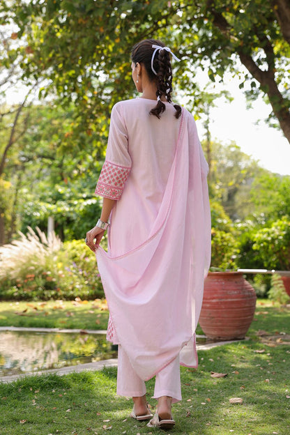 hand block printed kurta set with dupatta