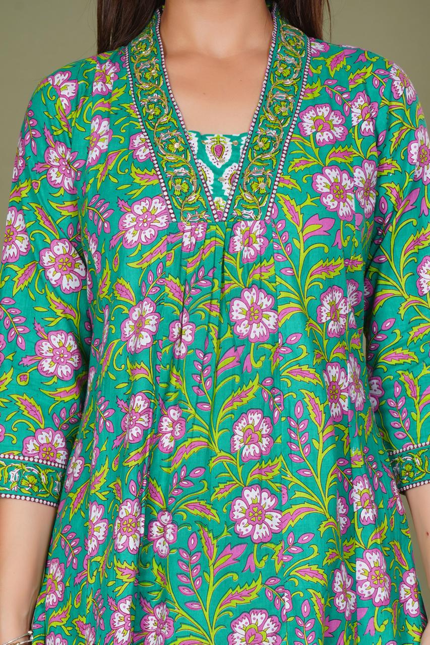 hand block printed kurta set with dupatta