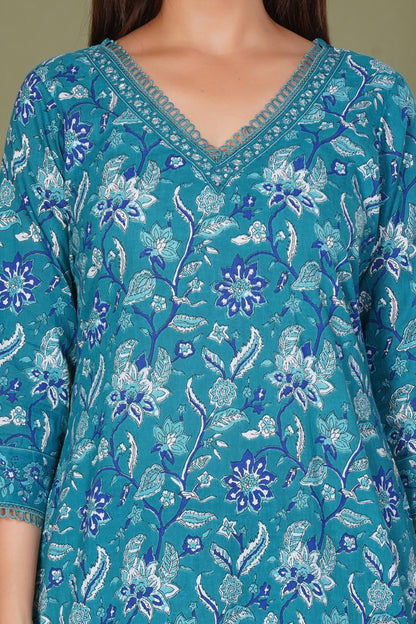 hand block printed kurta set with dupatta