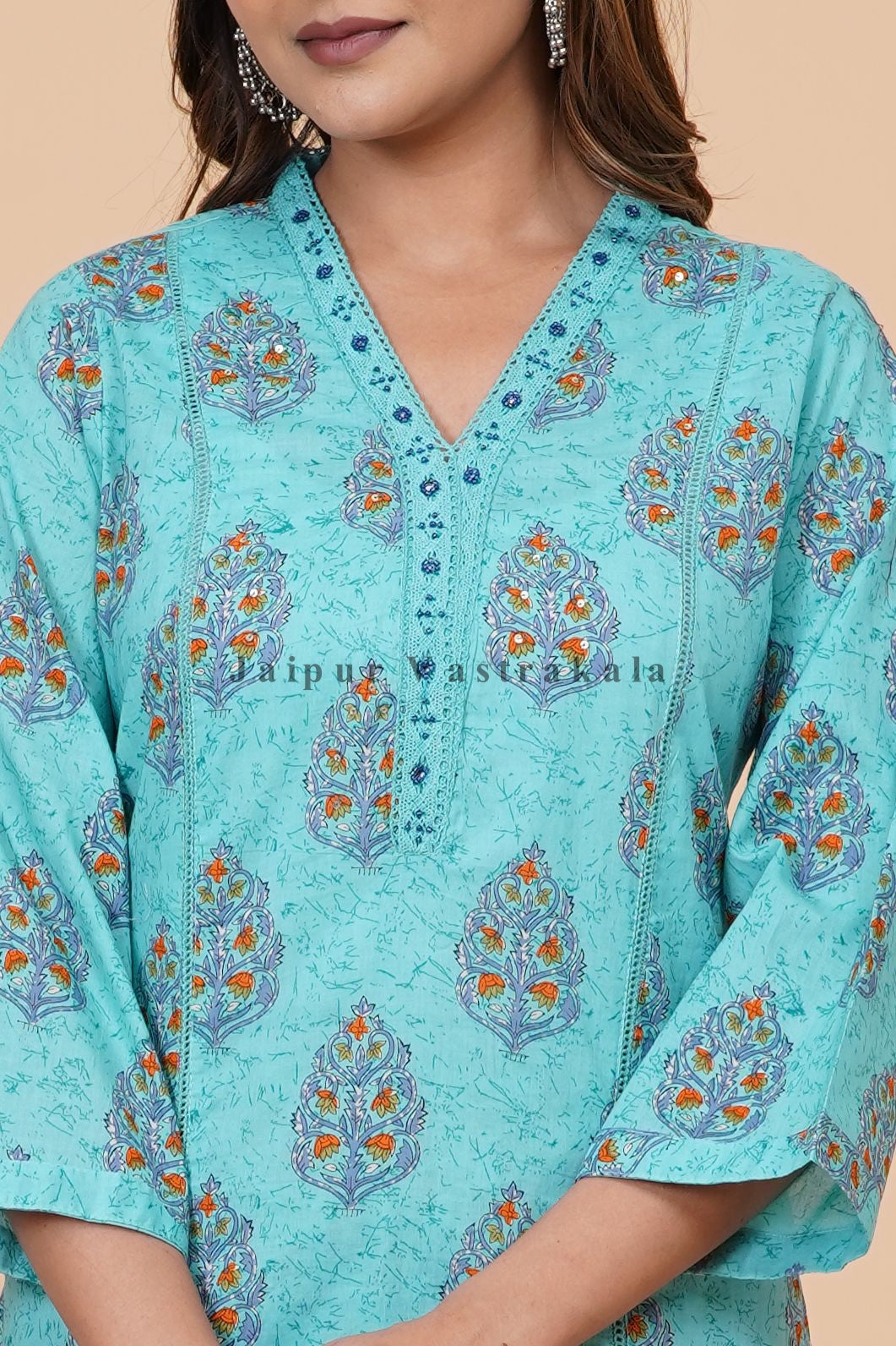 hand block printed kurta set with dupatta