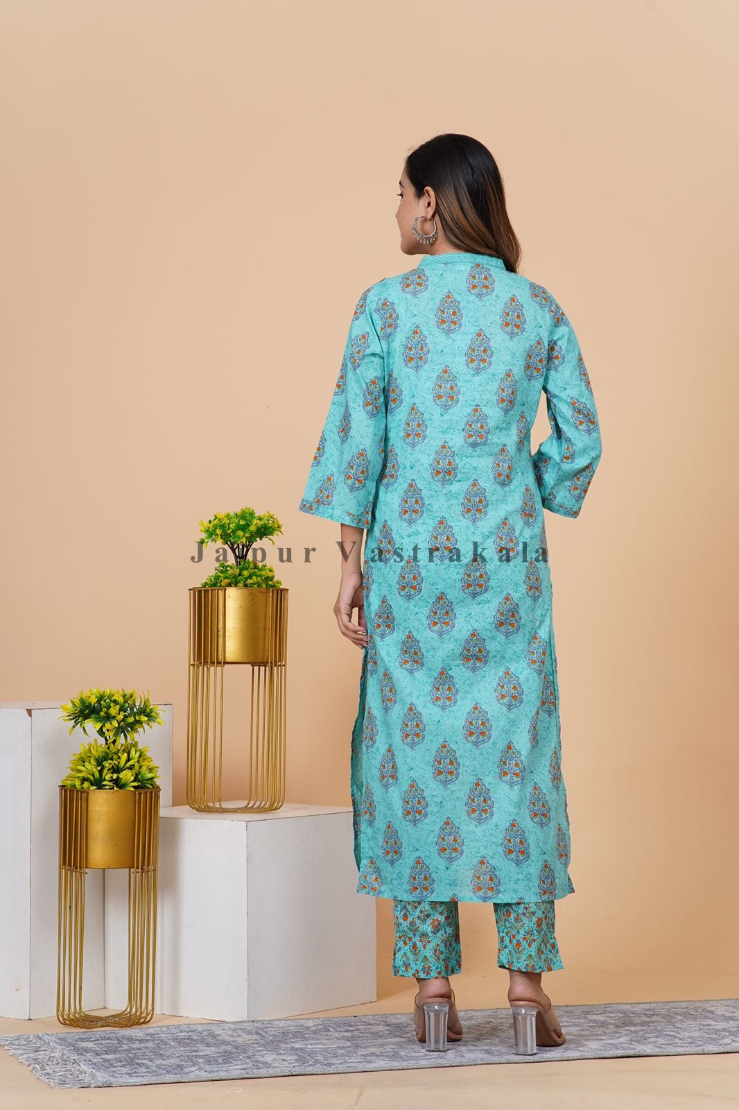 hand block printed kurta set with dupatta