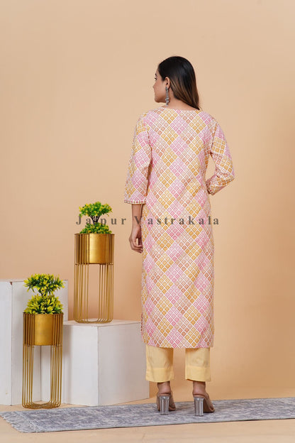 hand block printed kurta set with dupatta