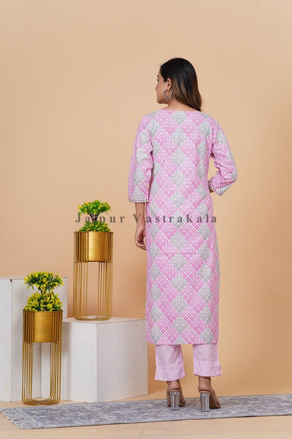 hand block printed kurta set with dupatta