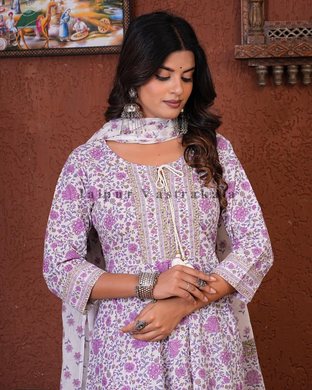 hand block printed kurta set with dupatta