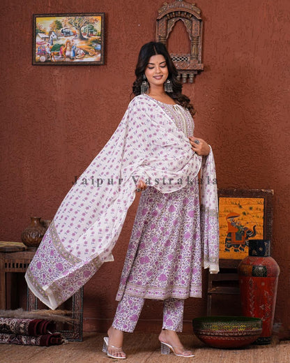 hand block printed kurta set with dupatta