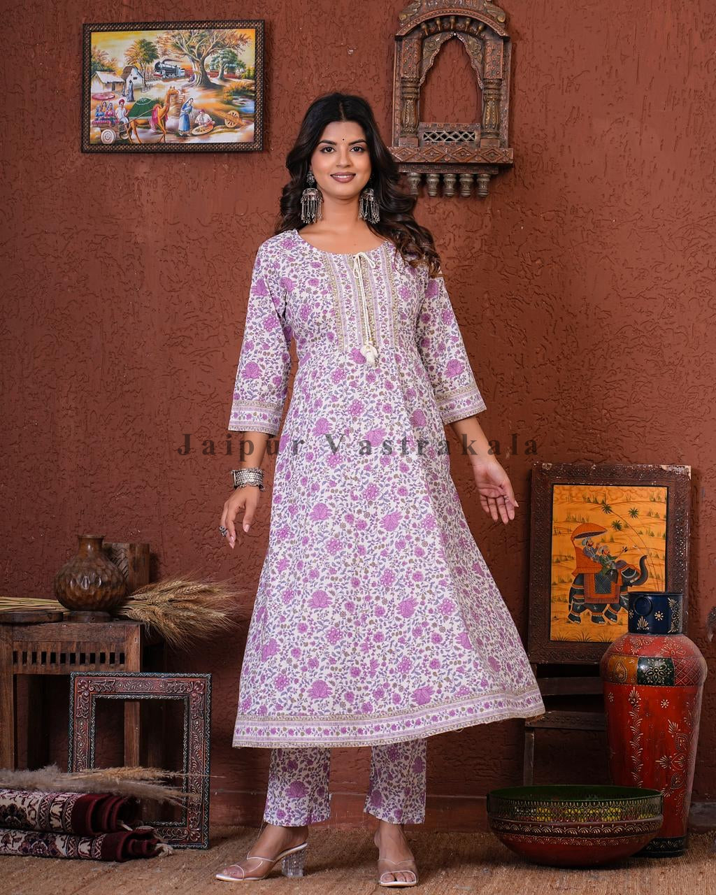 hand block printed kurta set with dupatta