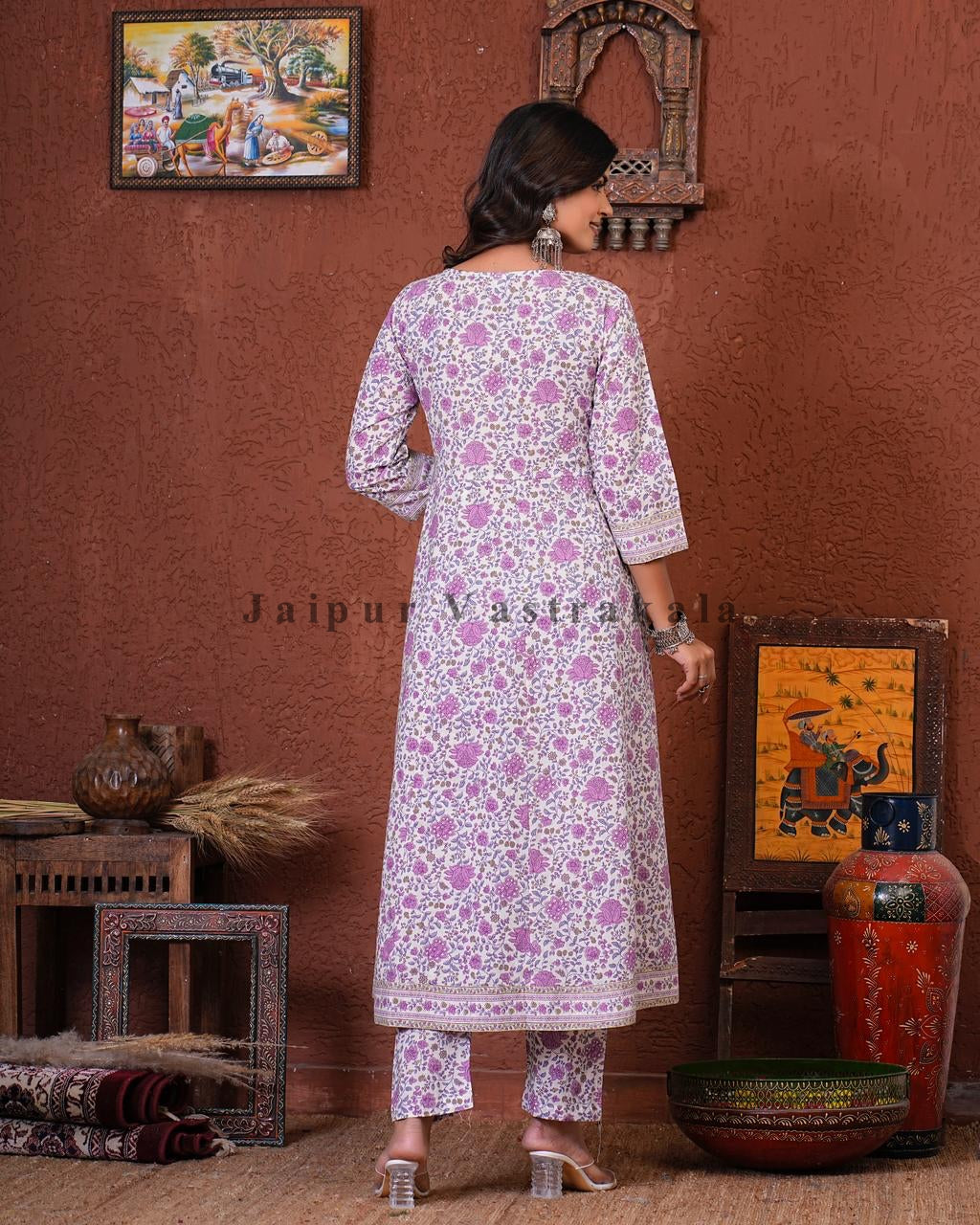 hand block printed kurta set with dupatta