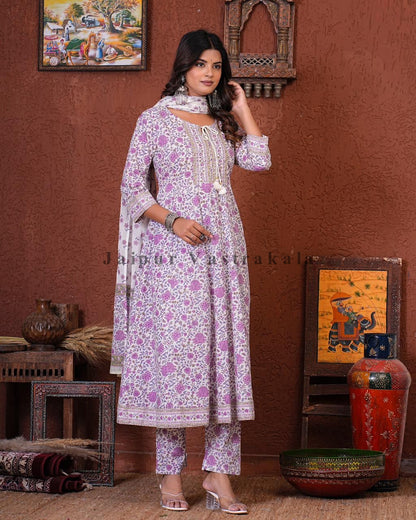 hand block printed kurta set with dupatta