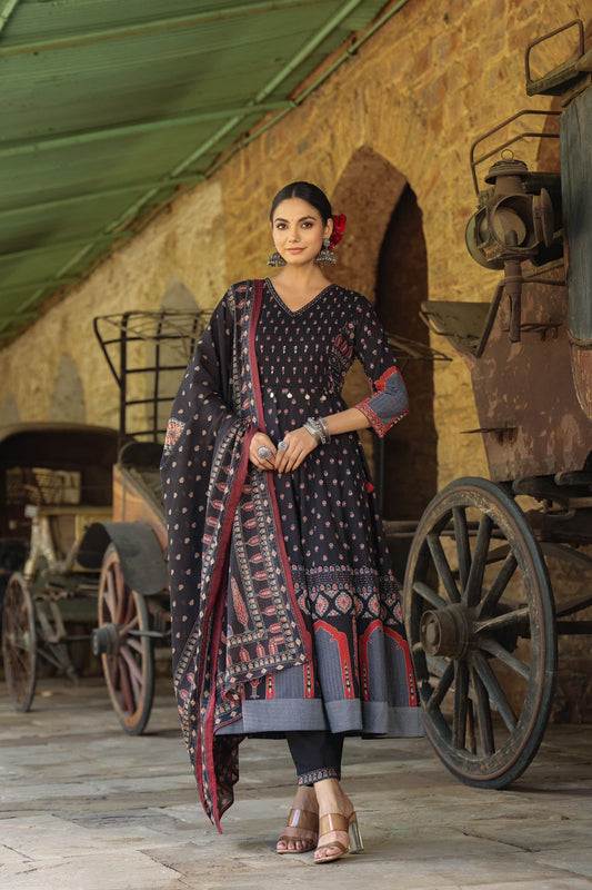 Regal Black Heritage Anarkali Suit