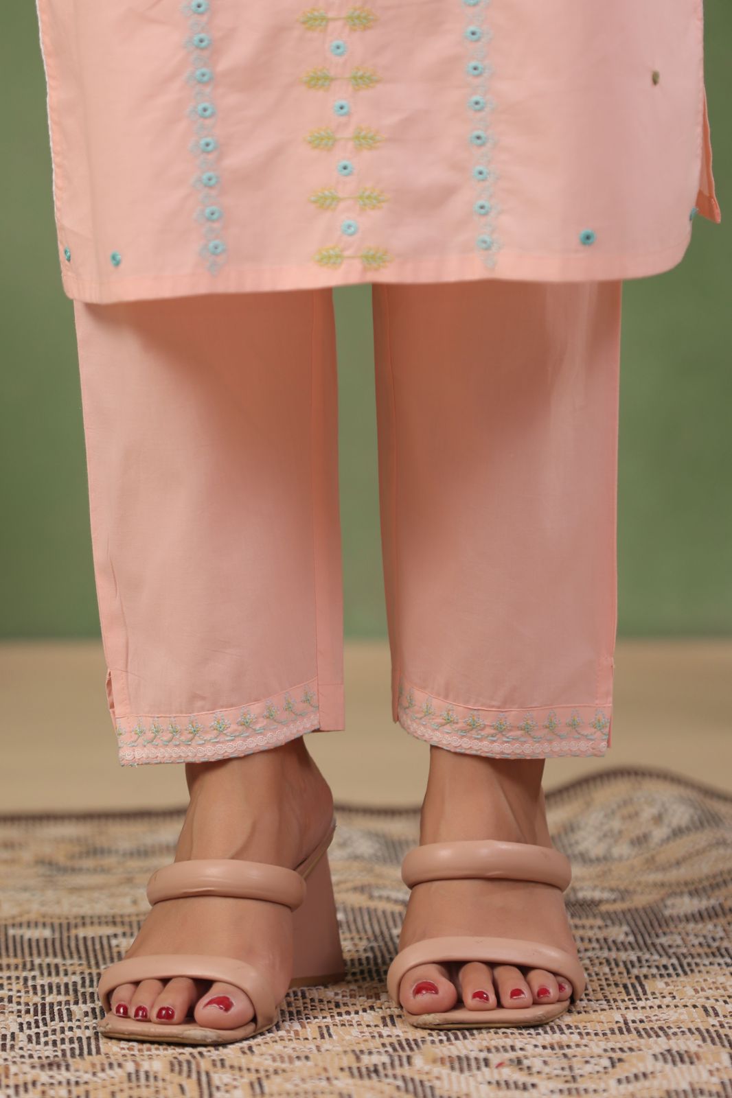 Pastel Oasis Thread Work Embroidery Suit