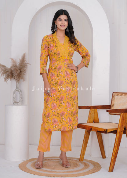 hand block printed kurta set with dupatta