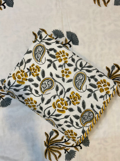 Gray Mustard Boota Single Bed Reversible Dohar